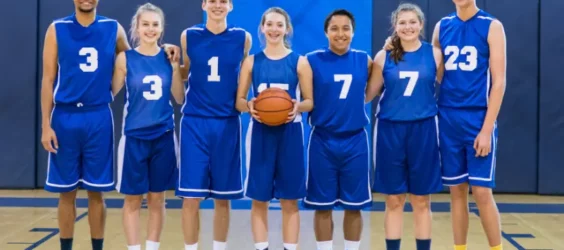 a team of boys and girls in a basketball team
